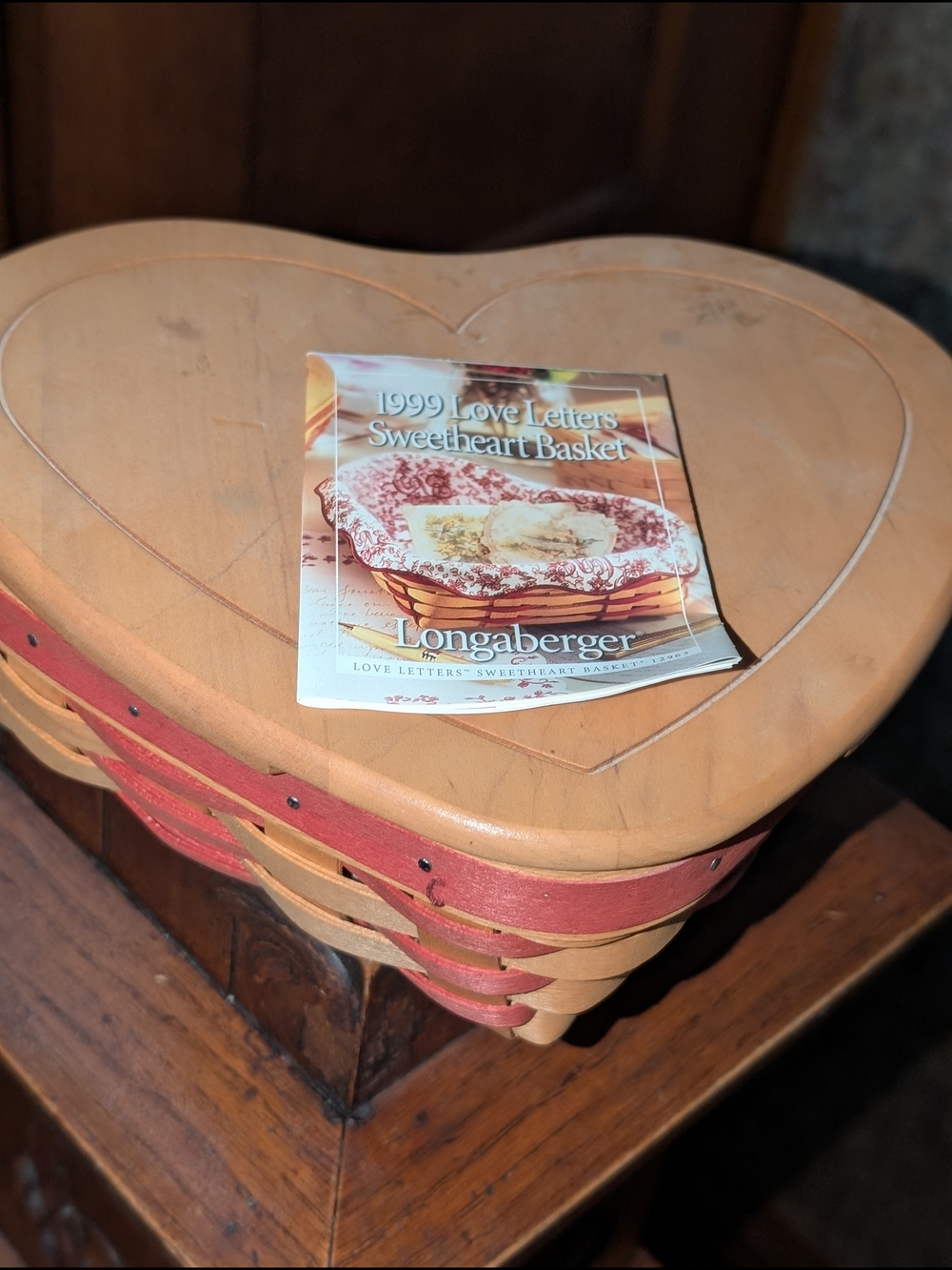 Vintage Longaberger 1999 Love Letters Sweetheart Basket Combo